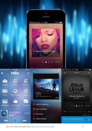 Rdio, iOS, Android, Windows Phone, http://www.rdio.com/home/apps/

101

 
