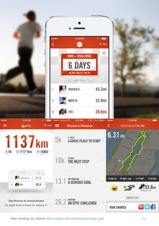 Nike+ Running, iOS, Android, http://nikeplus.nike.com/plus/products/gps_app/

115

 