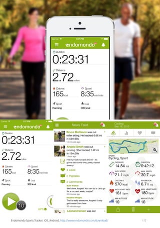 Endomondo Sports Tracker, iOS, Android, http://www.endomondo.com/download/

117

 