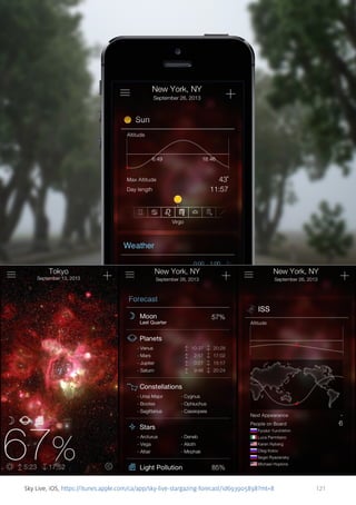 Sky Live, iOS, https://itunes.apple.com/ca/app/sky-live-stargazing-forecast/id693905898?mt=8

121

 