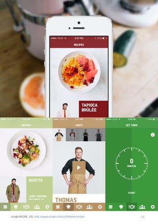 Uniqlo RECIPE, iOS, http://www.uniqlo.com/us/lifetools/recipe/

24

 