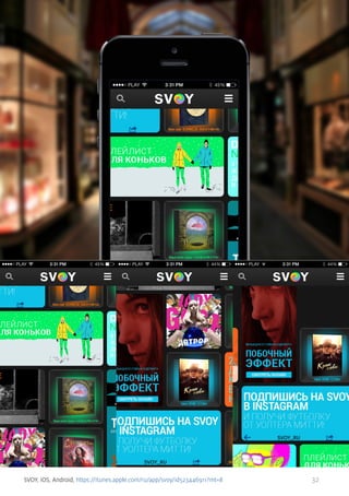 SVOY, iOS, Android, https://itunes.apple.com/ru/app/svoy/id523446911?mt=8

32

 