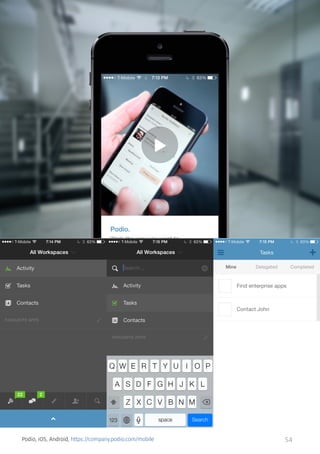 Podio, iOS, Android, https://company.podio.com/mobile

54

 