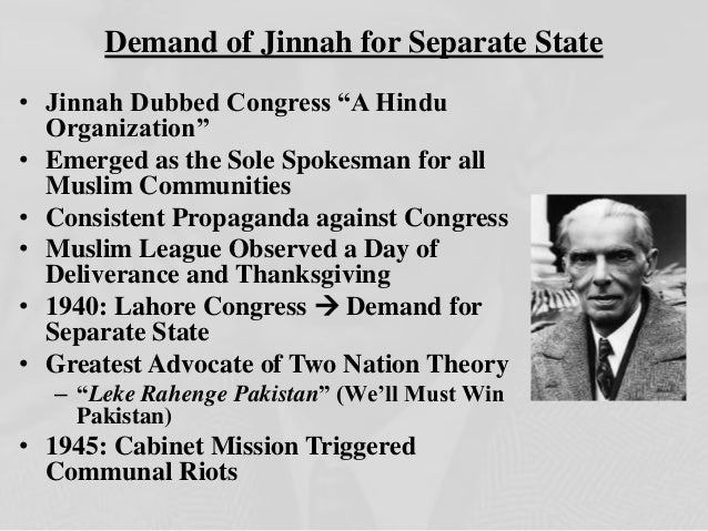 M.a.jinnah and the origin of pakistan