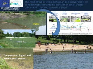 LIFE08 ENV/PL/000517
www.arturowek.pl
The final effect of implementation of Ecohydrology for
enhancement ecosystems services in small urban
catchment (Jurczak, Zalewski in prep)
The recent ecological and
recreational ststaus
Good water quality
of recreational lake
SSBS
The Past
 