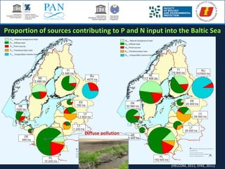 (HELCOM, 2011; SYKE, 2011)
Diffuse pollution
Proportion of sources contributing to P and N input into the Baltic Sea
 