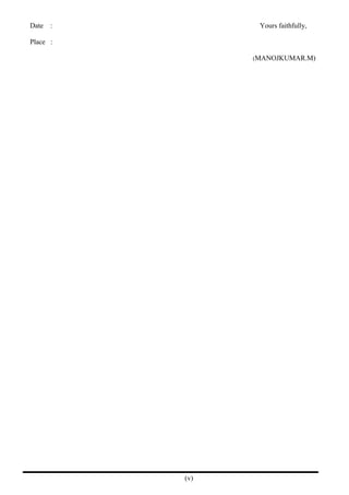 Date : Yours faithfully,
Place :
(MANOJKUMAR.M)
(v)
 