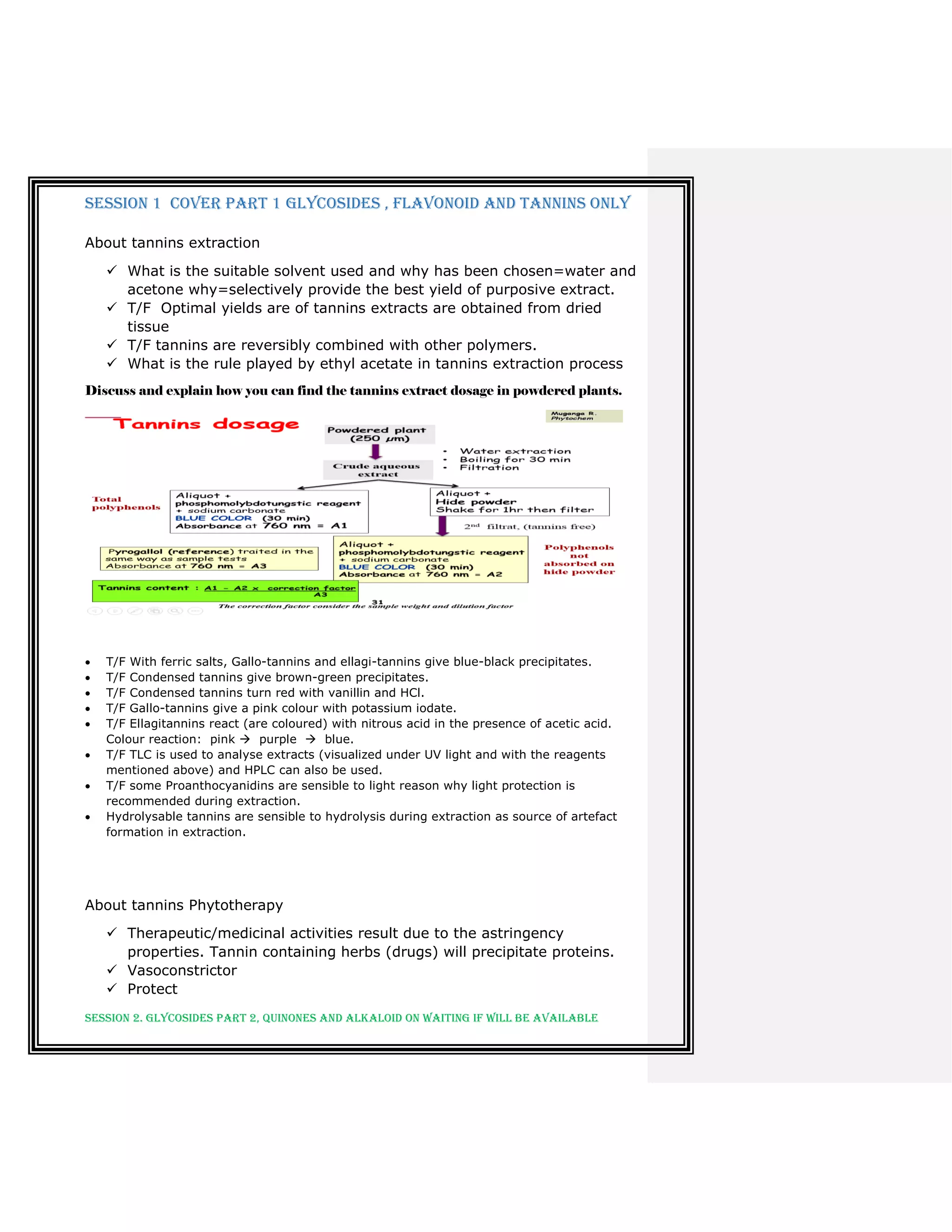 TANNINS&FLAVENOID AND GLYCOISIDE | PDF
