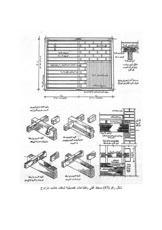 ‫ﺭﻗﻡ‬ ‫ﺸﻜل‬)45(‫ﻤﺯﺩﻭﺝ‬ ‫ﺨﺸﺏ‬ ‫ﻝﺴﻘﻑ‬ ‫ﺘﻔﺼﻴﻠﻴﺔ‬ ‫ﻭﻗﻁﺎﻋﺎﺕ‬ ‫ﺃﻓﻘﻲ‬ ‫ﻤﺴﻘﻁ‬
 