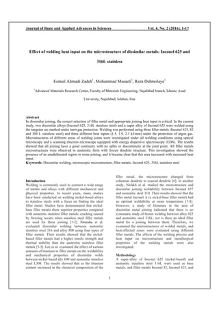 Effect of welding heat input on the microstructure of dissimilar metals ...