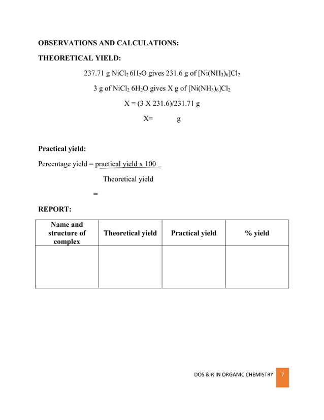 M.sc. chemistry laboratory manual complex preparations
