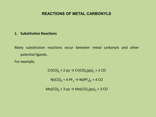 Transition Metal Carbonyl Compounds