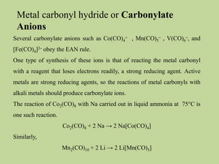 Transition Metal Carbonyl Compounds