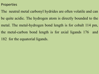 Transition Metal Carbonyl Compounds
