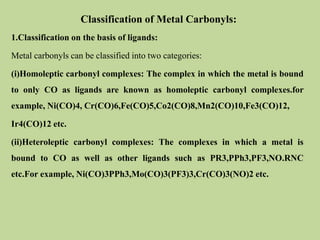 Transition Metal Carbonyl Compounds
