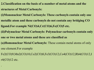 Transition Metal Carbonyl Compounds