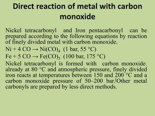 Transition Metal Carbonyl Compounds