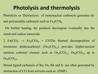 Transition Metal Carbonyl Compounds