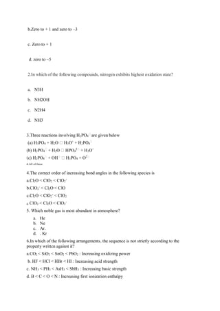 M.Sc.I Inorganic Chemistry Question paper | PDF
