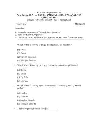 Analytical Chemistry (Questions ) PDF