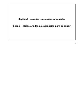 Capítulo I - Infrações relacionadas ao condutor
Seção I - Relacionadas às exigências para conduzir
23
 