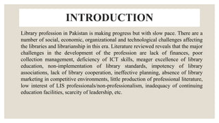 CHALLENGES FOR LIBRARINSHIP IN PAKISTAN | PDF