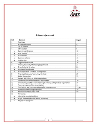 Apex International Intership Report | PDF