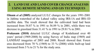 LAND USE AND LAND COVER CHANGE ANALYSIS OF KOTLA SUB-WATERSHED OF ...