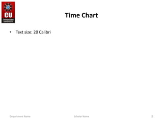 Time Chart
• Text size: 20 Calibri
Scholar Name
Department Name 12
 