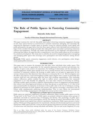 The Role of Public Spaces in Fostering Community Engagement (www.kiu.ac ...