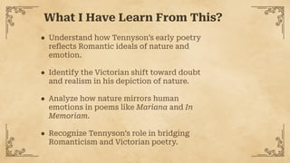 Nature and Human Emotion: A Romantic Legacy in Tennyson's Early Poetry ...
