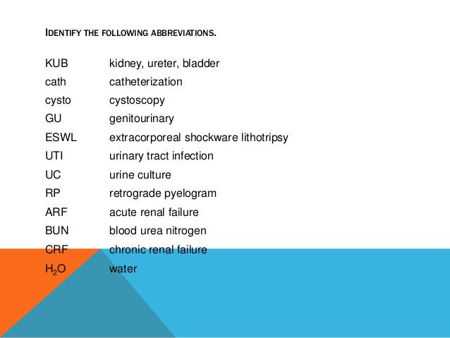 M. Altman presentation 3 ch. 9 urinary system abbreviations