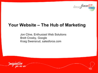 Your Website – The Hub of Marketing Jon Cline, Enthusiast Web Solutions Brett Crosby, Google Kraig Swensrud, salesforce.com 