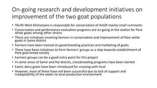 The status and characteristics of two populations of small East African goats of Tanzania