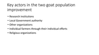 The status and characteristics of two populations of small East African goats of Tanzania