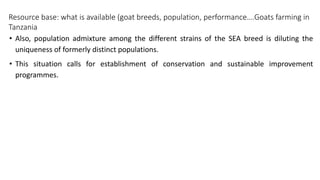 The status and characteristics of two populations of small East African goats of Tanzania