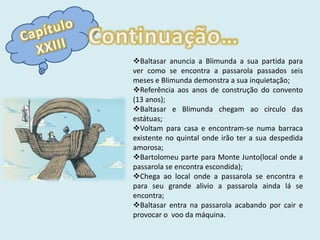 Regresso de Baltasar após o árduo trabalho de levar os santos até Mafra; 