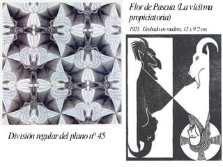 División regular del plano nº 45 Flor de Pascua (La vícitma propiciatoria)  1921.  Grabado en madera, 12 x 9´2 cm.  