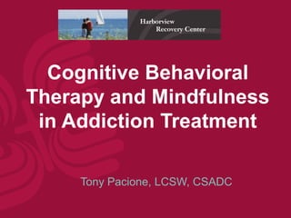 Cognitive Behavioral
Therapy and Mindfulness
 in Addiction Treatment

     Tony Pacione, LCSW, CSADC
 