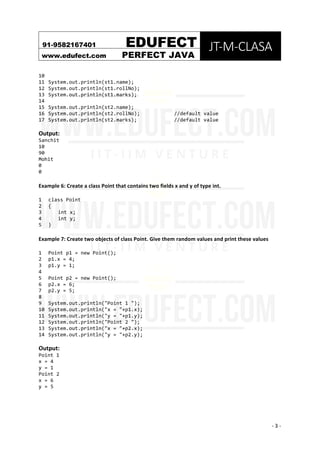 Introduction to Classes and Objects in Java - Edufect | PDF