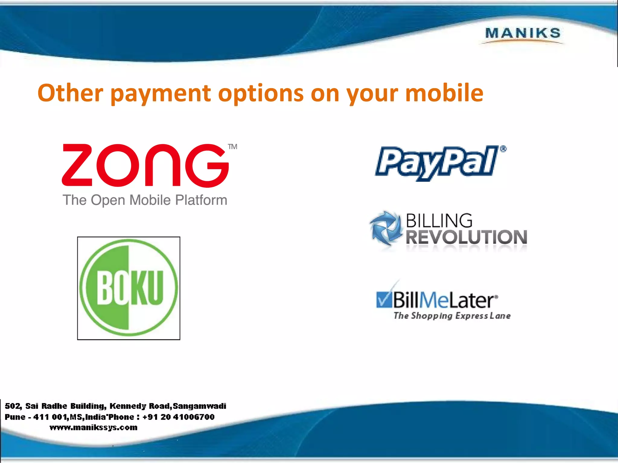 Other payment options on your mobile 