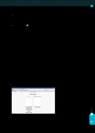 17
capítulo2
	 Cómo ajustar opciones específicas del libro de calificaciones: El
enlace que necesita pulsar para seleccionar un ajuste determi-
nado aparece entre comillas dobles. Se proporciona más infor-
mación y ayuda en cada respectiva pantalla.
	 Si se hace clic en Avanzado, se obtiene acceso a la posibili-
dad de:
a)	 Determinar el modo de calcular la puntuación total: “Ajus-
tar preferencias”.
b)	 Determinar las categorías a que pertenece un ítem califica-
do: “Ajustar categorías”.
c)	 Curvar calificaciones de las tareas: “Ajustar categorías”.
d)	 Seleccionar un ítem calificado como crédito extra: “Ajustar
categorías”.
e)	 Añadir una categoría: “Ajustar categorías”.
f)	 Eliminar una categoría: “Ajustar categorías”.
g)	 Determinar los pesos de la calificación: “Ajustar pesos”.
h)	 Descartar las calificaciones más bajas de una categoría:
“Ajustar pesos”.
i)	 Añadir puntos de bonificación a una categoría: “Ajustar pesos”.
j)	 Ocultar categorías en el cálculo y vista del libro de califica-
ciones: “Ajustar pesos”.
k)	 Determinar la escala y las letras de calificación: “Ajustar le-
tras de calificación”.
l)	 Excluir a estudiantes de la realización de tareas: “Excepcio-
nes de calificación”.
	Grupos. Permite organizar un mismo curso en distintas aulas.
	Copia de seguridad. Permite realizar copias de seguridad del curso.
Es una opción que en general utilizan los administradores o coordi-
nadores pedagógicos.
 