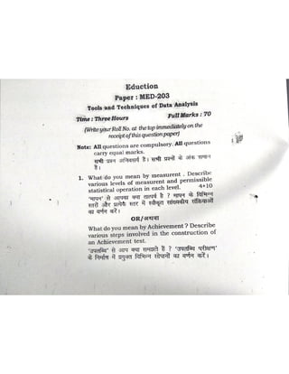 2nd Semester Papers, B.H.U., M.Ed.