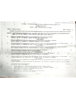 2nd Semester Papers, B.H.U., M.Ed.