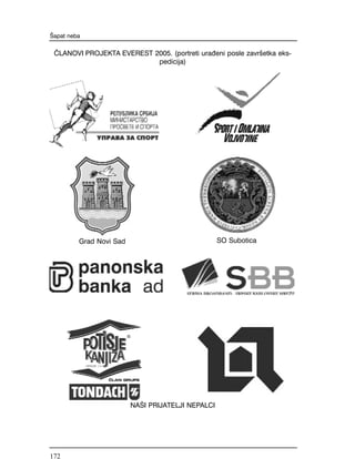 ^LANOVI PROJEKTA EVEREST 2005. (portreti ura|eni posle zavr{etka eks-
pedicija)
NA[I PRIJATELJI NEPALCI
[apat neba
172
Grad Novi Sad SO Subotica
 