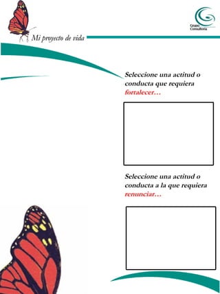 Seleccione una actitud o conducta que requiera  fortalecer…   Seleccione una actitud o conducta a la que requiera  renunciar… 