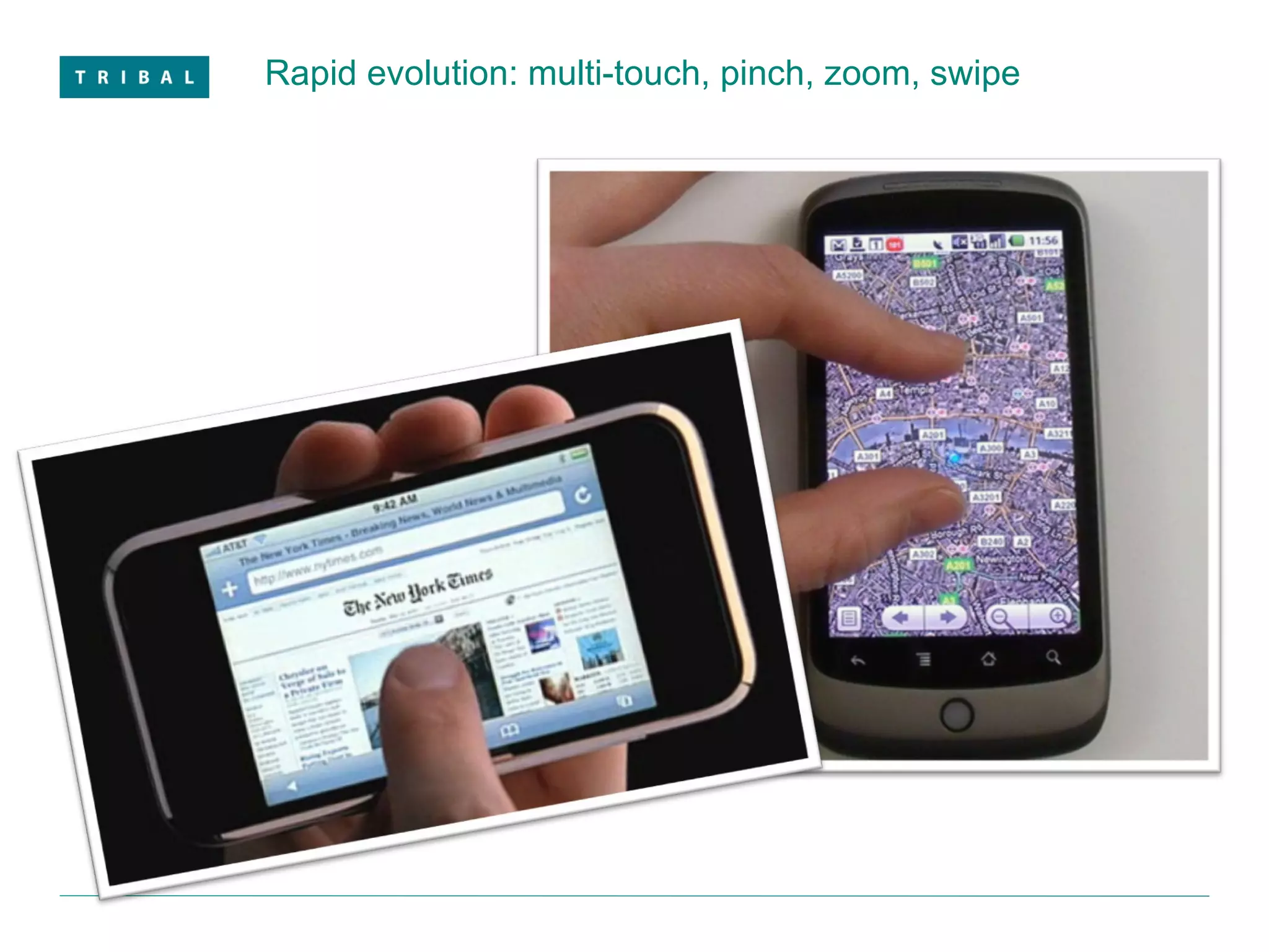 Rapid evolution: multi-touch, pinch, zoom, swipe We used to worry about  how to fit text onto small screens 