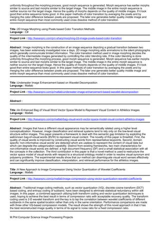 M.Phil Computer Science Image Processing Projects | PDF