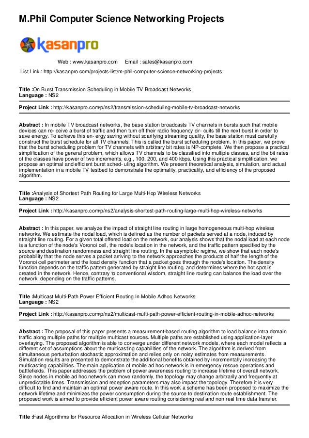 M phil thesis computer science networking