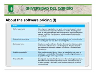 About the software pricing (I)
 